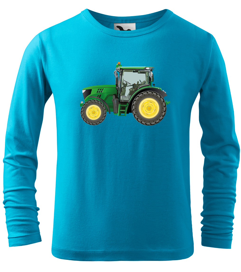 Dětské tričko s Traktorem - Traktor (dlouhý rukáv) Velikost: 4 roky / 110 cm, Barva: Tyrkysová (44), Délka rukávu: Dlouhý rukáv