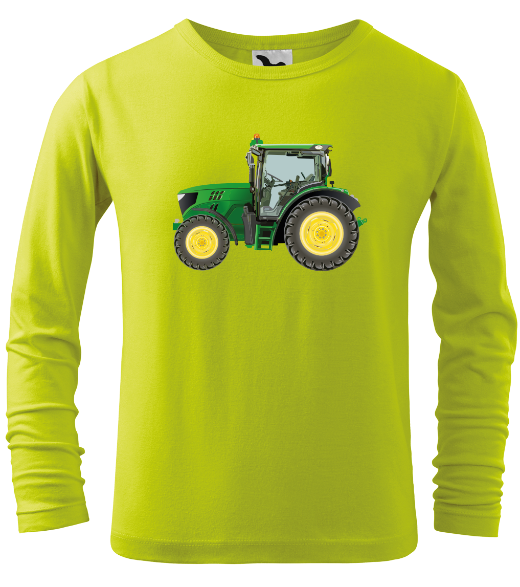 Dětské tričko s Traktorem - Traktor (dlouhý rukáv) Velikost: 8 let / 134 cm, Barva: Limetková (62), Délka rukávu: Dlouhý rukáv
