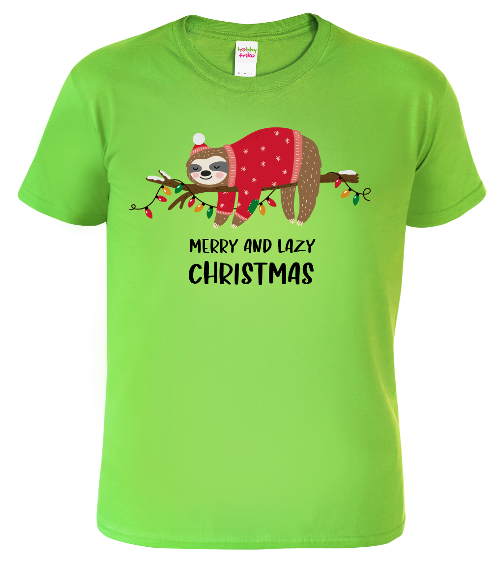 Pánské vánoční tričko - Merry and Lazy Christmas Velikost: S, Barva: Apple Green (92)