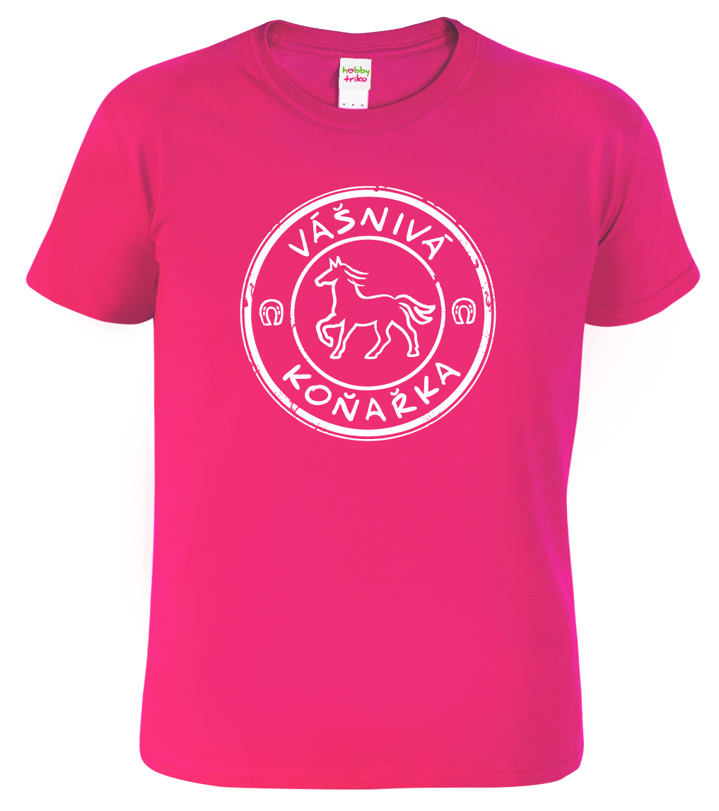 Dětské tričko s koněm - Vášnivá koňařka Velikost: 4 roky / 110 cm, Barva: Růžová (Fuchsia)