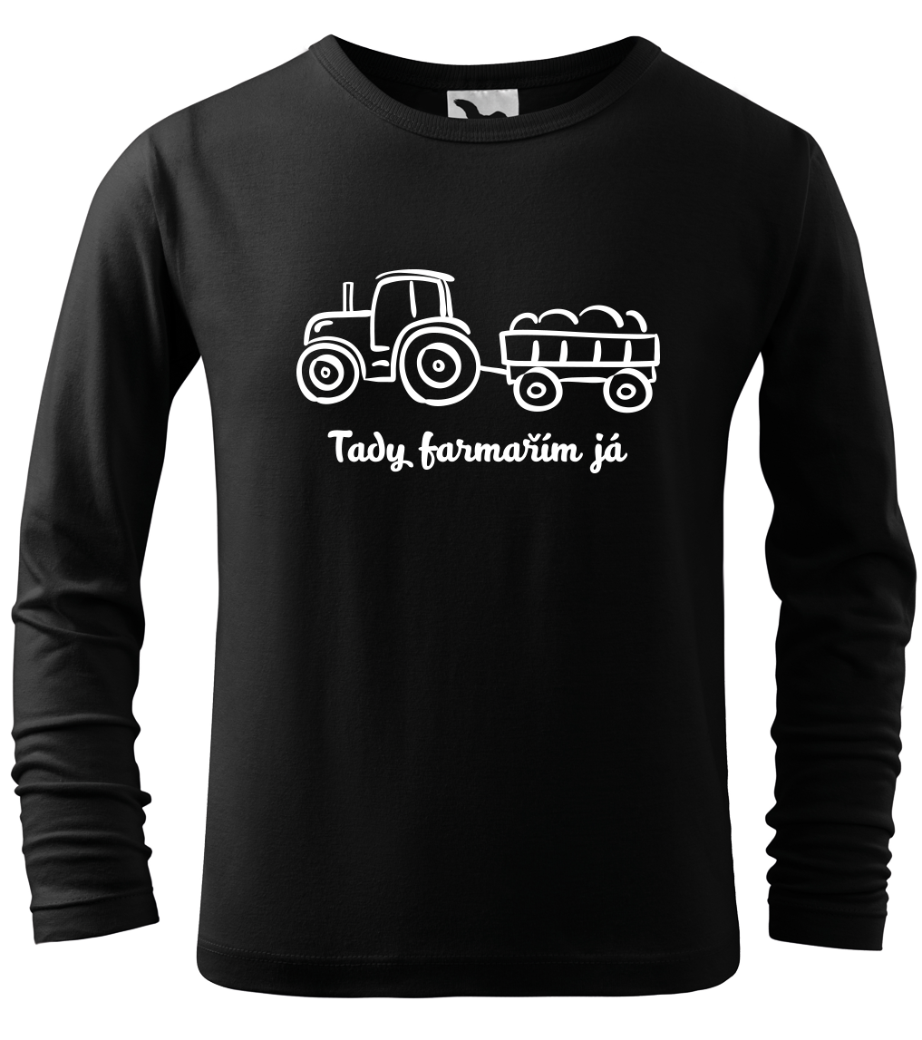 Dětské tričko - Traktor (dlouhý rukáv) Velikost: 8 let / 134 cm, Barva: Černá (01), Délka rukávu: Dlouhý rukáv