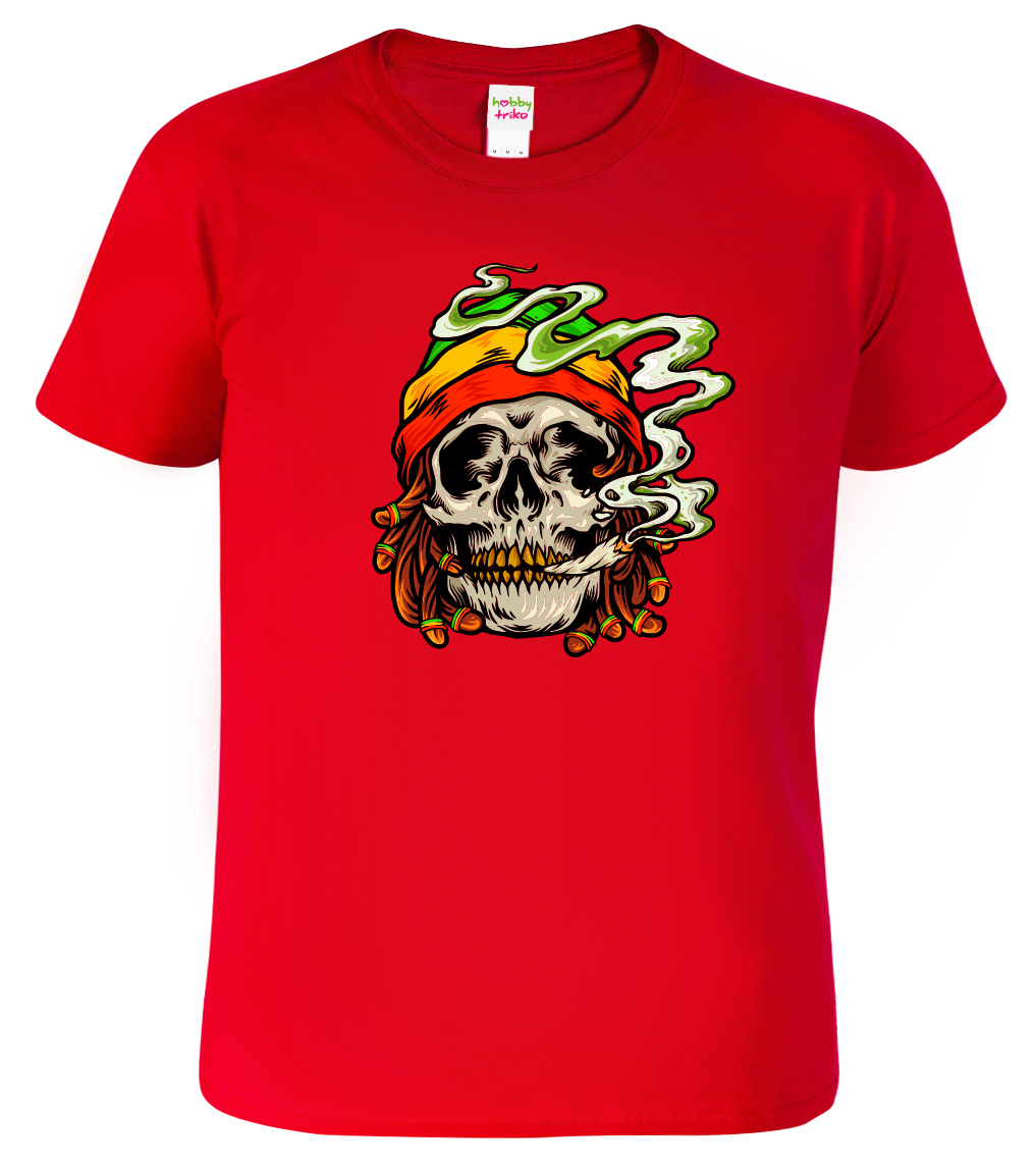 Tričko s marihuanou - Rasta Head Velikost: XL, Barva: Červená (07)