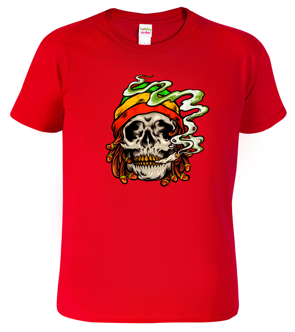 Tričko s marihuanou - Rasta Head Velikost: 3XL, Barva: Červená (07)