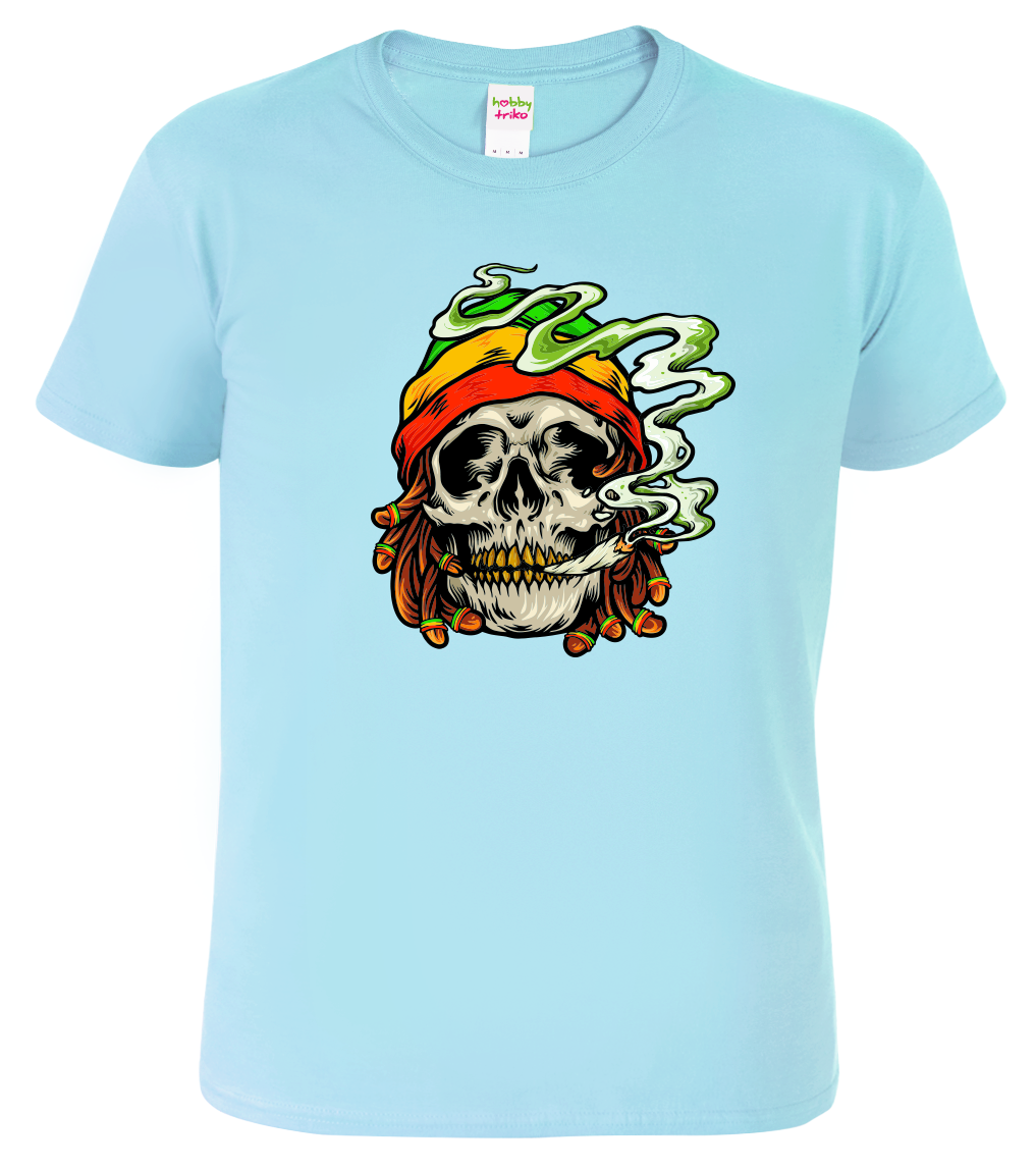 Tričko s marihuanou - Rasta Head Velikost: M, Barva: Nebesky modrá (15)