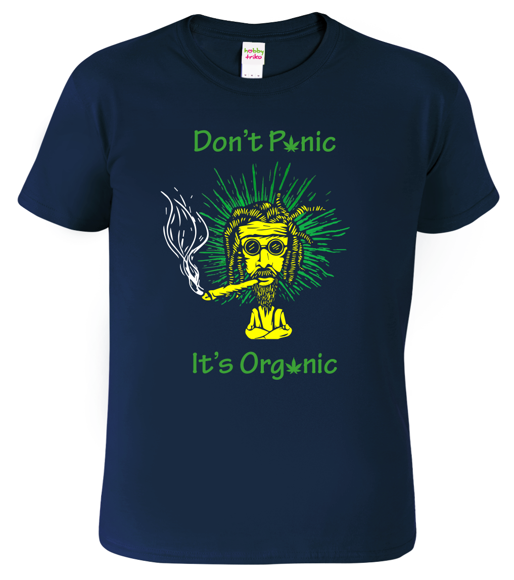 Tričko s marihuanou - Don't panic it's organic Velikost: XL, Barva: Námořní modrá (02)