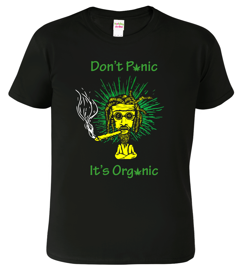 Tričko s marihuanou - Don't panic it's organic Velikost: M, Barva: Černá (01)