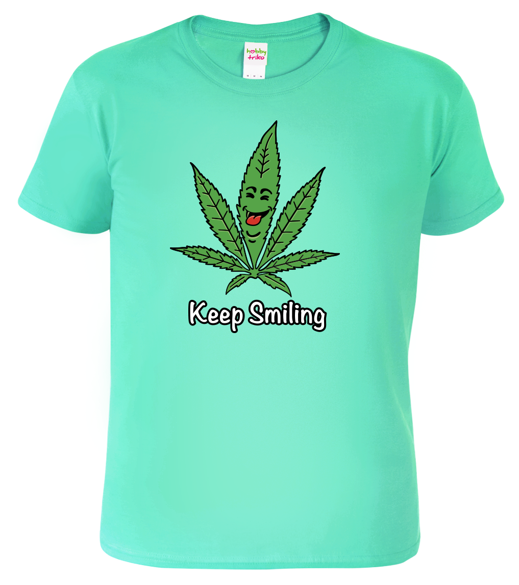 Tričko s marihuanou - Keep Smiling Velikost: S, Barva: Mátová (95)