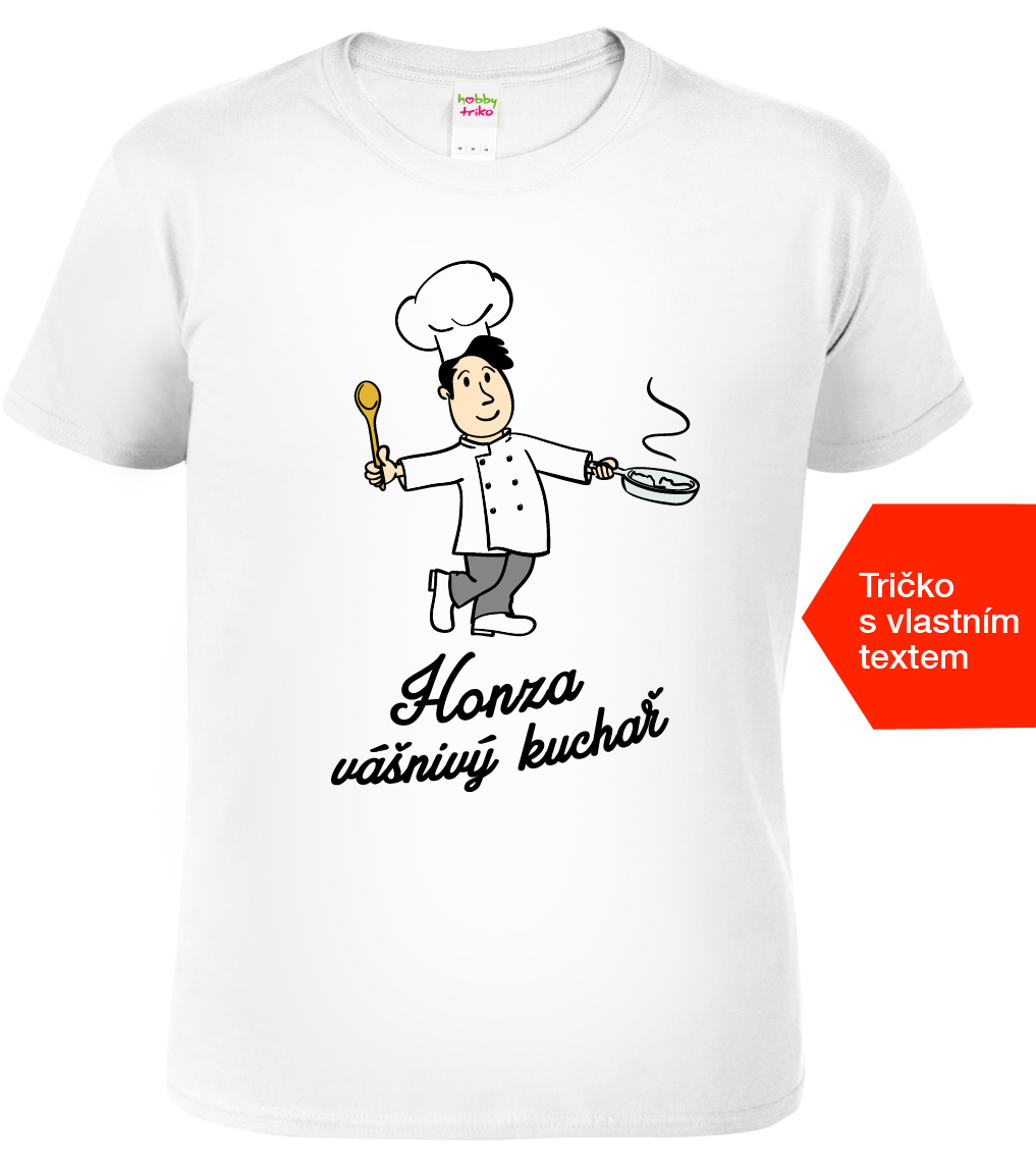 Tričko se jménem - Vášnivý kuchař (HONZA) - SLEVA Velikost: 2XL, Barva: Bílá