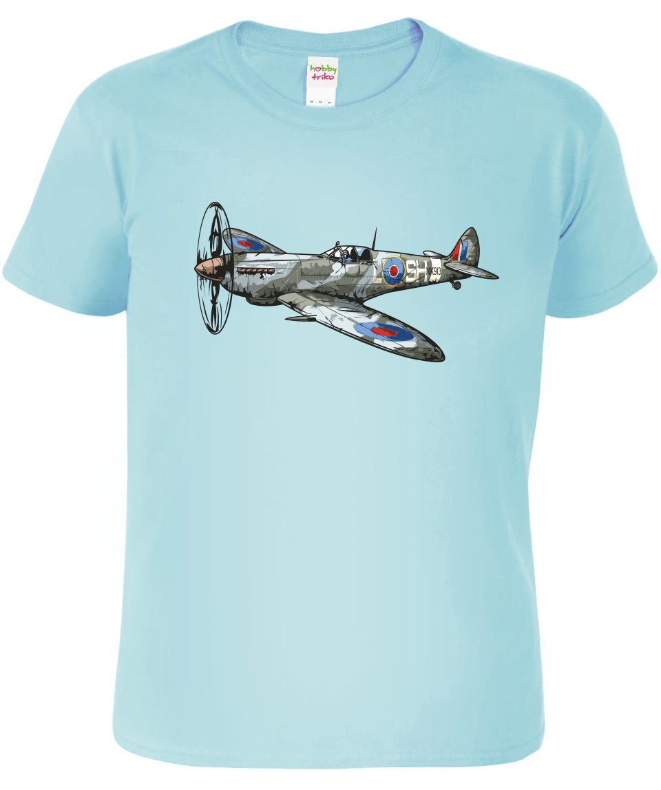 Dětské tričko s letadlem - Spitfire Velikost: 4 roky / 110 cm, Barva: Nebesky modrá (15)