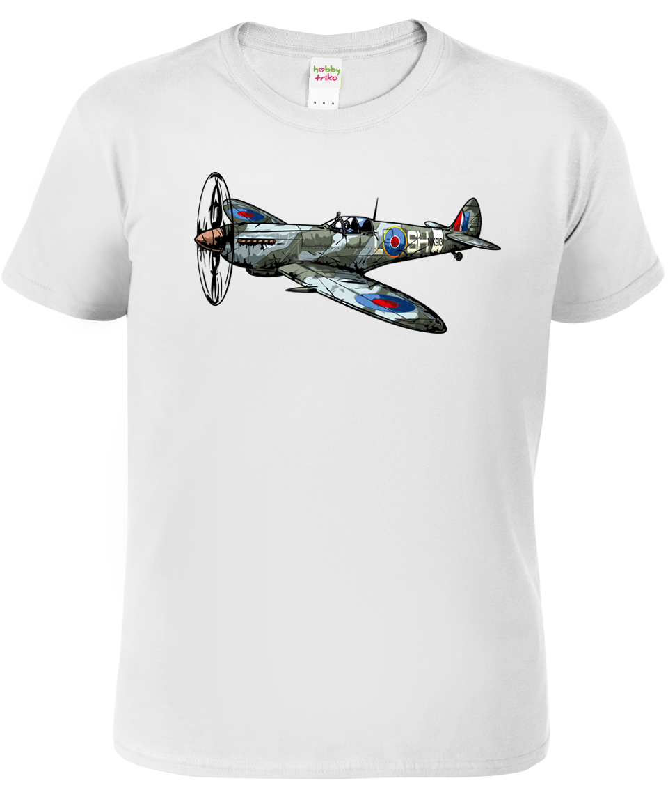 Dětské tričko s letadlem - Spitfire Velikost: 10 let / 146 cm, Barva: Bílá (00)