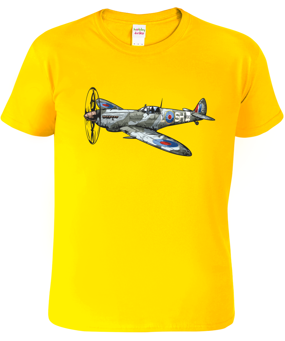 Dětské tričko s letadlem - Spitfire Velikost: 6 let / 122 cm, Barva: Žlutá (04)