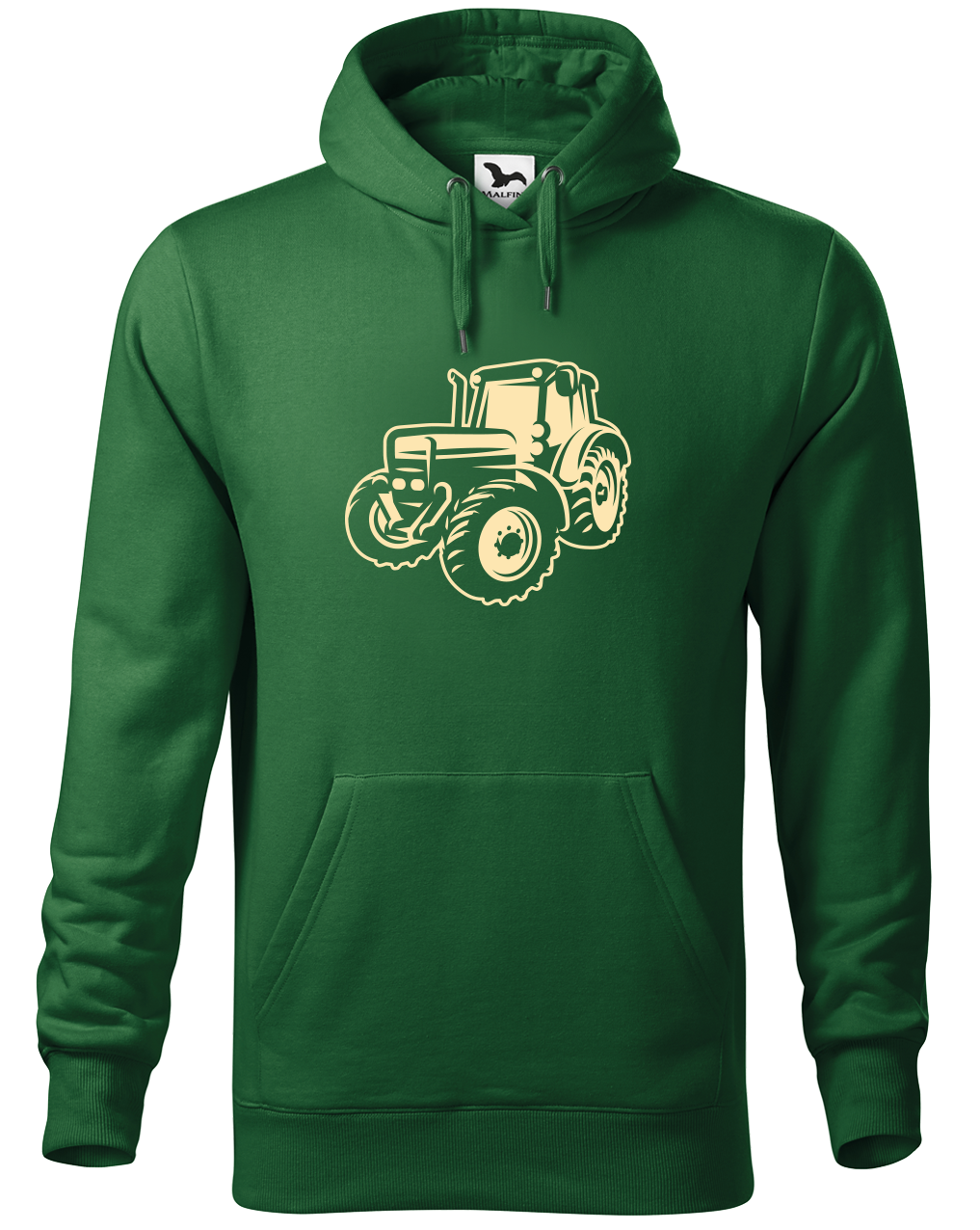 Mikina s traktorem - Moderní traktor Velikost: M, Barva: Lahvově zelená