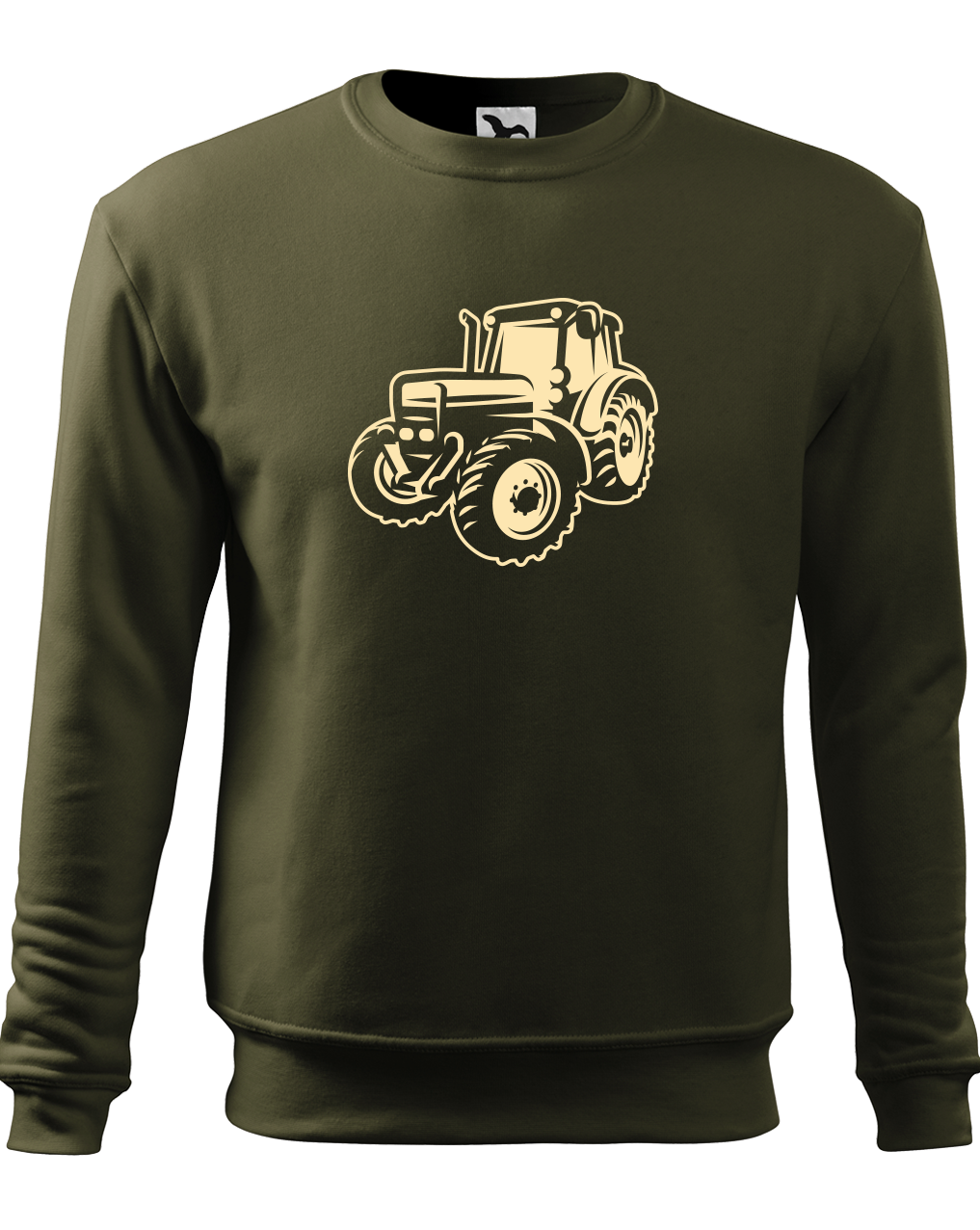 Mikina s traktorem - Moderní traktor Velikost: XL, Barva: Military