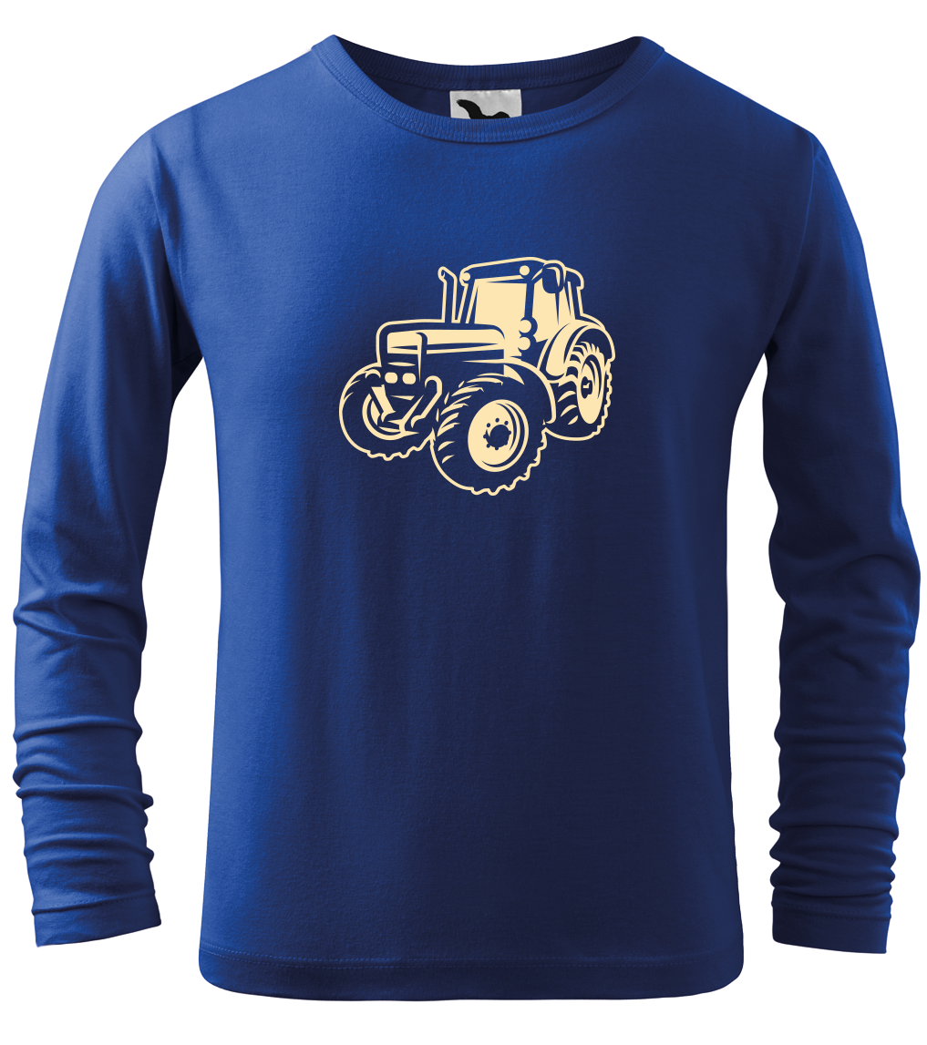 Dětské tričko - Moderní traktor (dlouhý rukáv) Velikost: 12 let / 158 cm, Barva: Královská modrá (05), Délka rukávu: Dlouhý rukáv