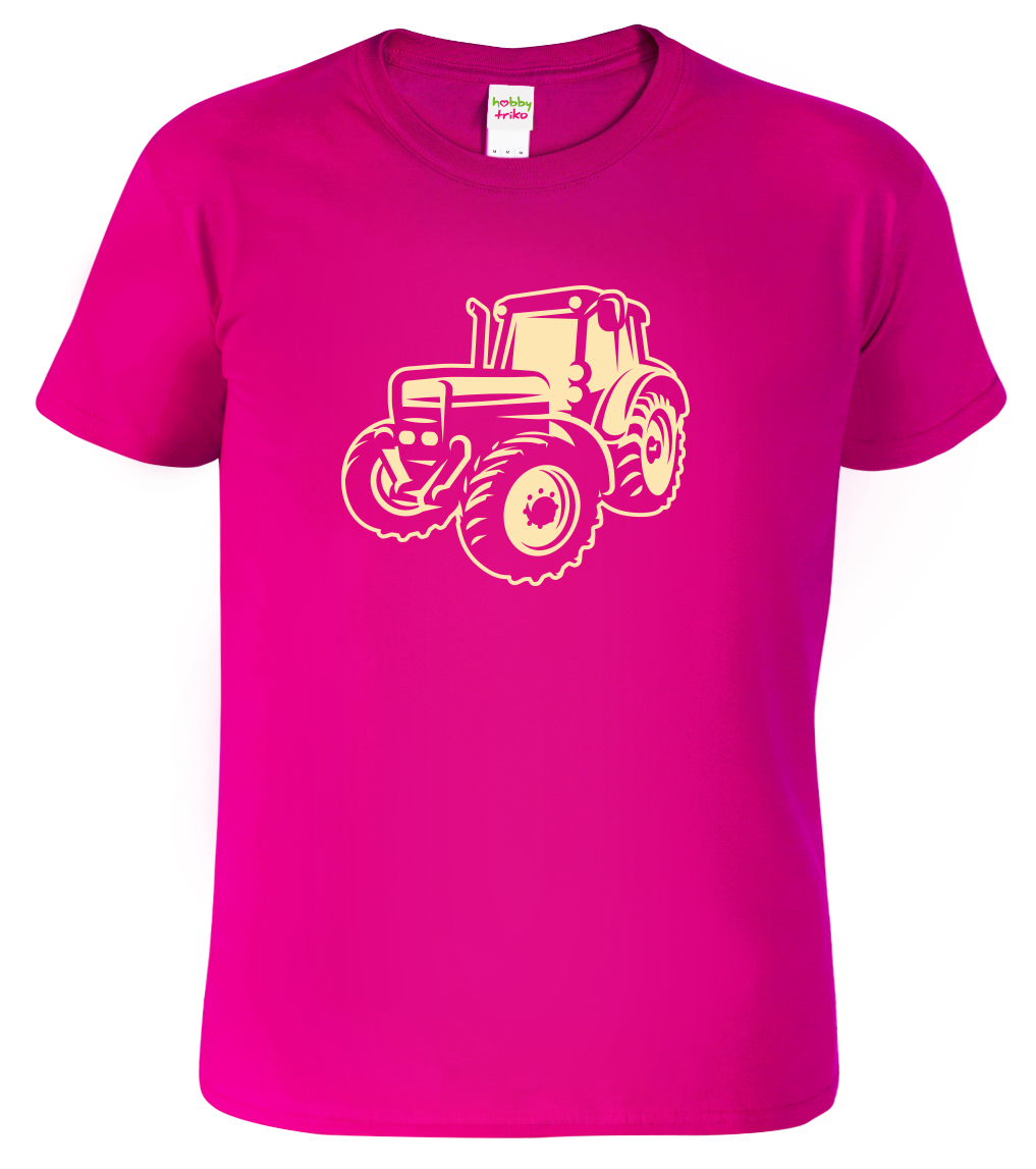 Dětské tričko s traktorem - Moderní traktor Velikost: 4 roky / 110 cm, Barva: Malinová (63)