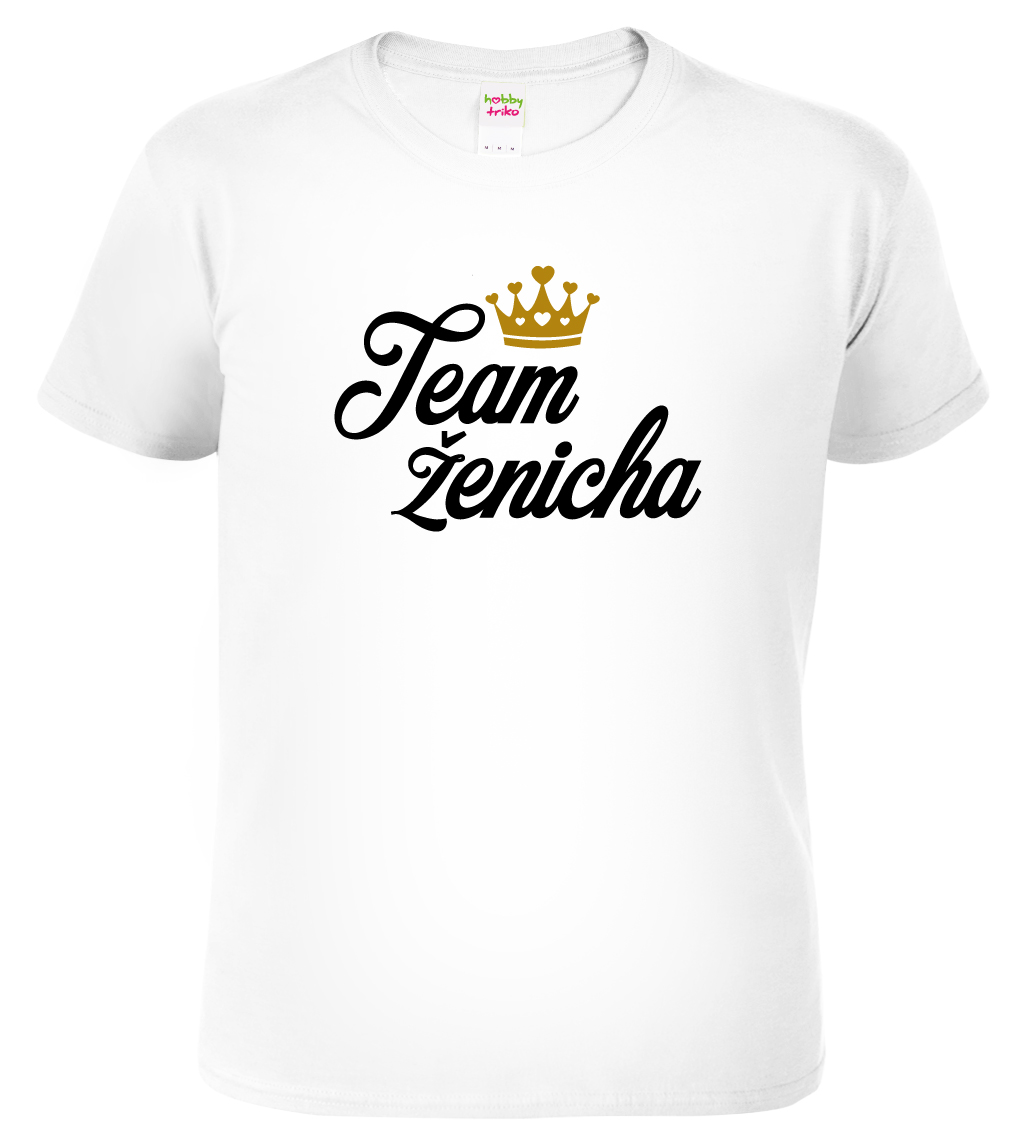 Pánské svatební tričko - Team ženicha (koruna) Velikost: 4XL, Barva: Bílá