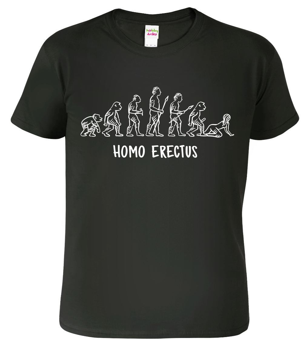 Vtipné tričko - Homo Erectus (SLEVA) Velikost: 2XL, Barva: Černá (01)