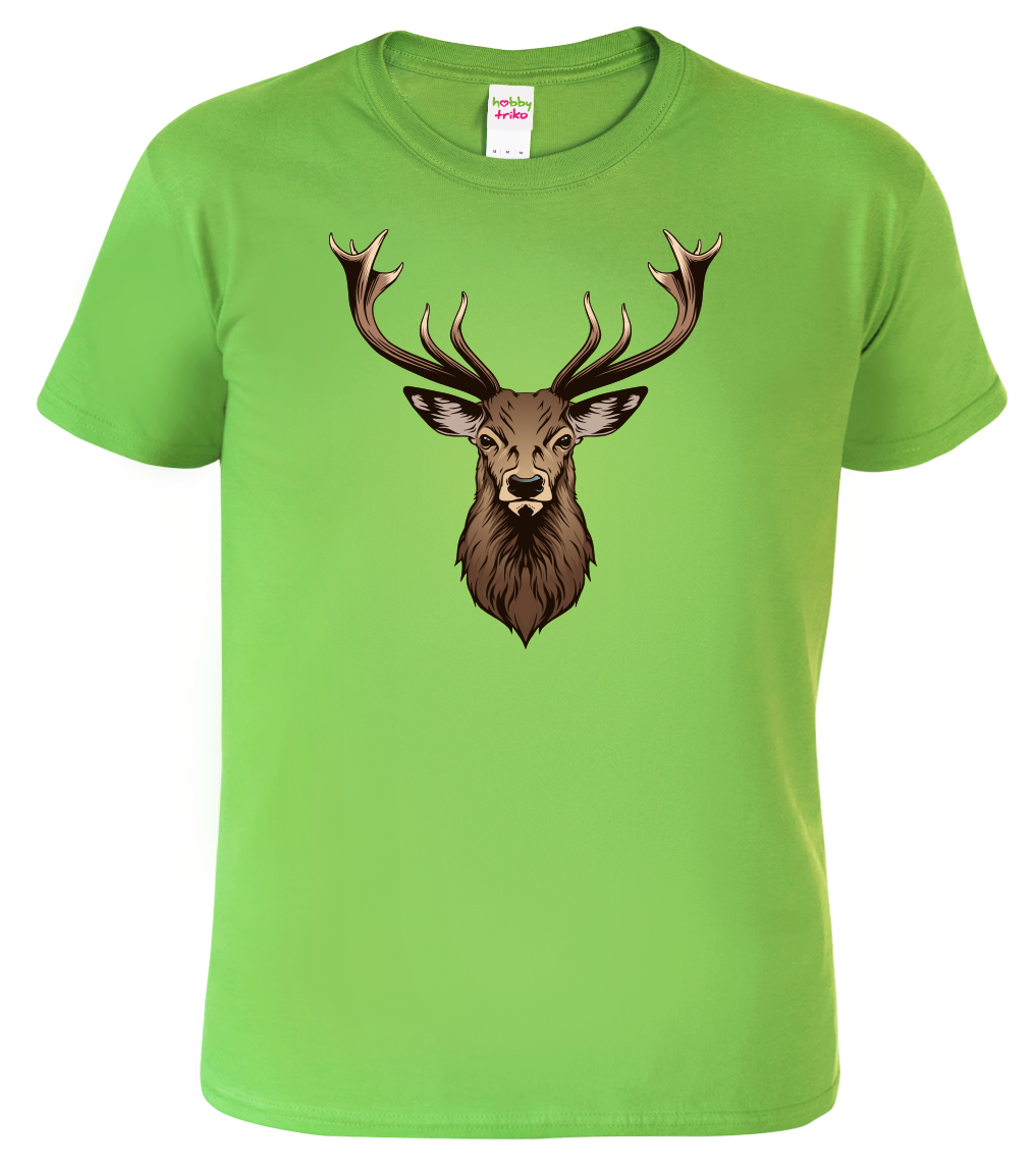 Dětské myslivecké tričko - Hlava jelena Velikost: 6 let / 122 cm, Barva: Apple Green (92)