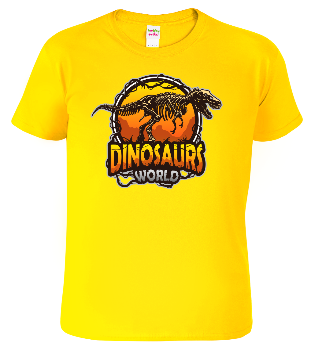 Dětské tričko s dinosaurem - Dinosaurs world Velikost: 6 let / 122 cm, Barva: Žlutá (04)