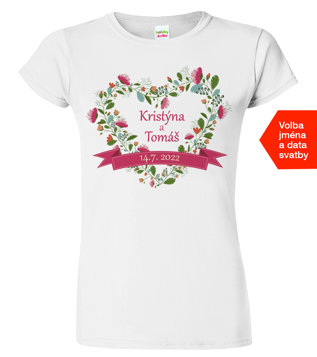 Svatební tričko pro nevěstu - Svatební kytice Velikost: M, Barva: Bílá