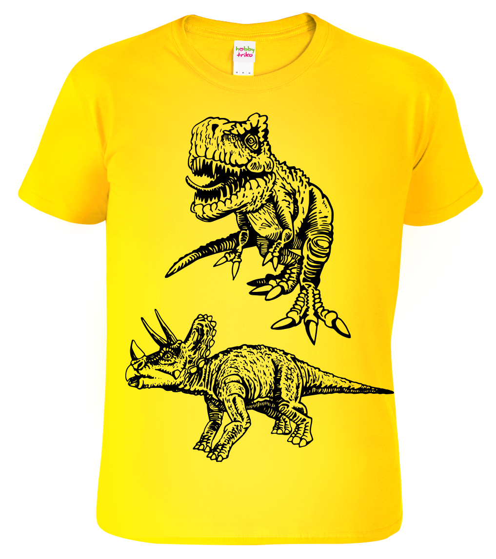 Dětské tričko s dinosaurem - Dva dinosauři Velikost: 6 let / 122 cm, Barva: Žlutá (04)