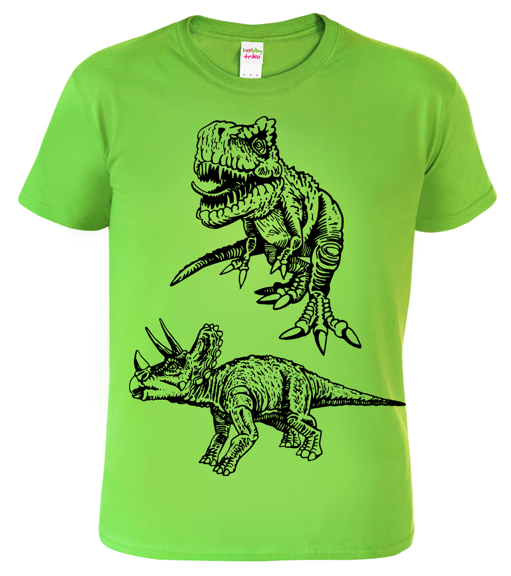 Dětské tričko s dinosaurem - Dva dinosauři Velikost: 4 roky / 110 cm, Barva: Apple Green (92)