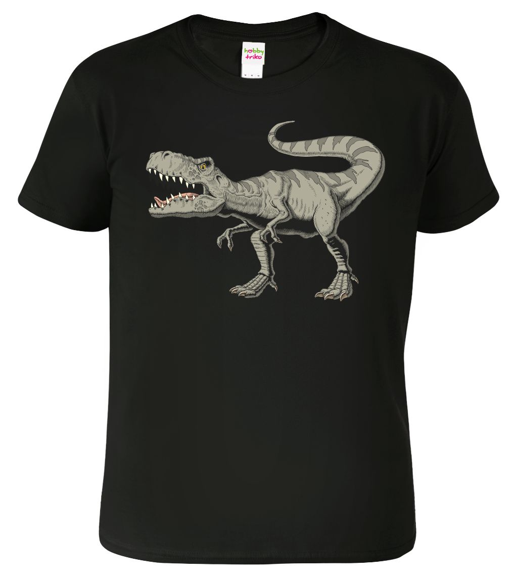 Dětské tričko s dinosaurem - T-Rex Velikost: 6 let / 122 cm, Barva: Černá (01)