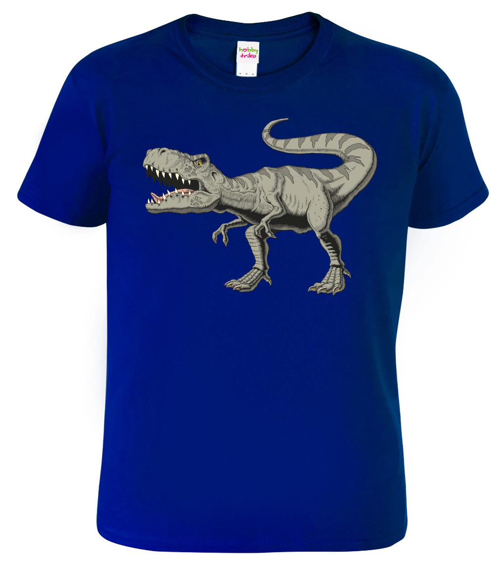 Dětské tričko s dinosaurem - T-Rex Velikost: 6 let / 122 cm, Barva: Královská modrá (05)
