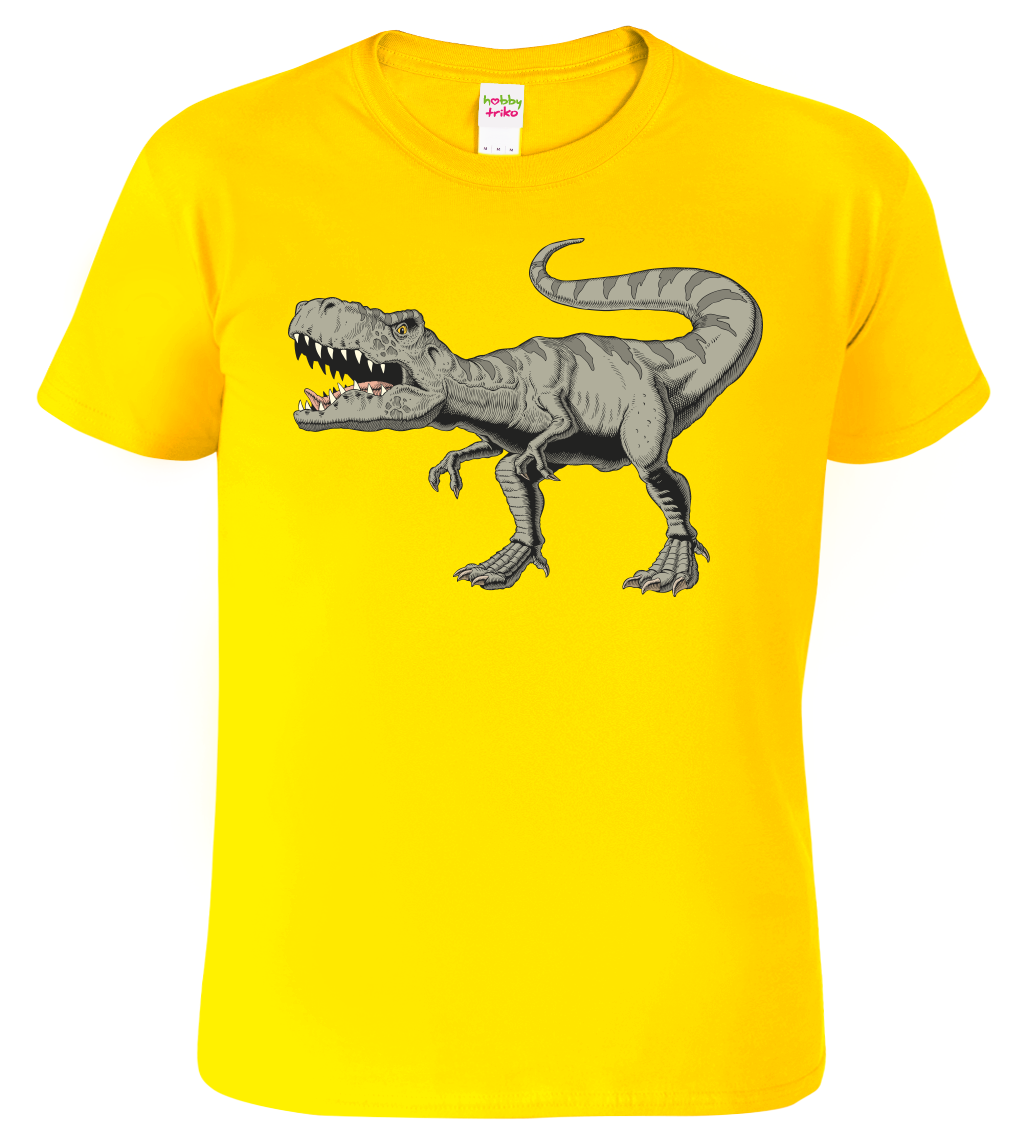 Dětské tričko s dinosaurem - T-Rex Velikost: 4 roky / 110 cm, Barva: Žlutá (04)