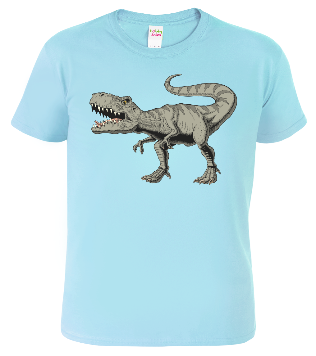 Dětské tričko s dinosaurem - T-Rex Velikost: 6 let / 122 cm, Barva: Nebesky modrá (15)
