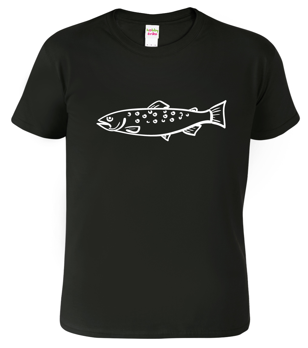 Rybářské tričko - Kresba pstruha Velikost: 3XL, Barva: Černá (01)