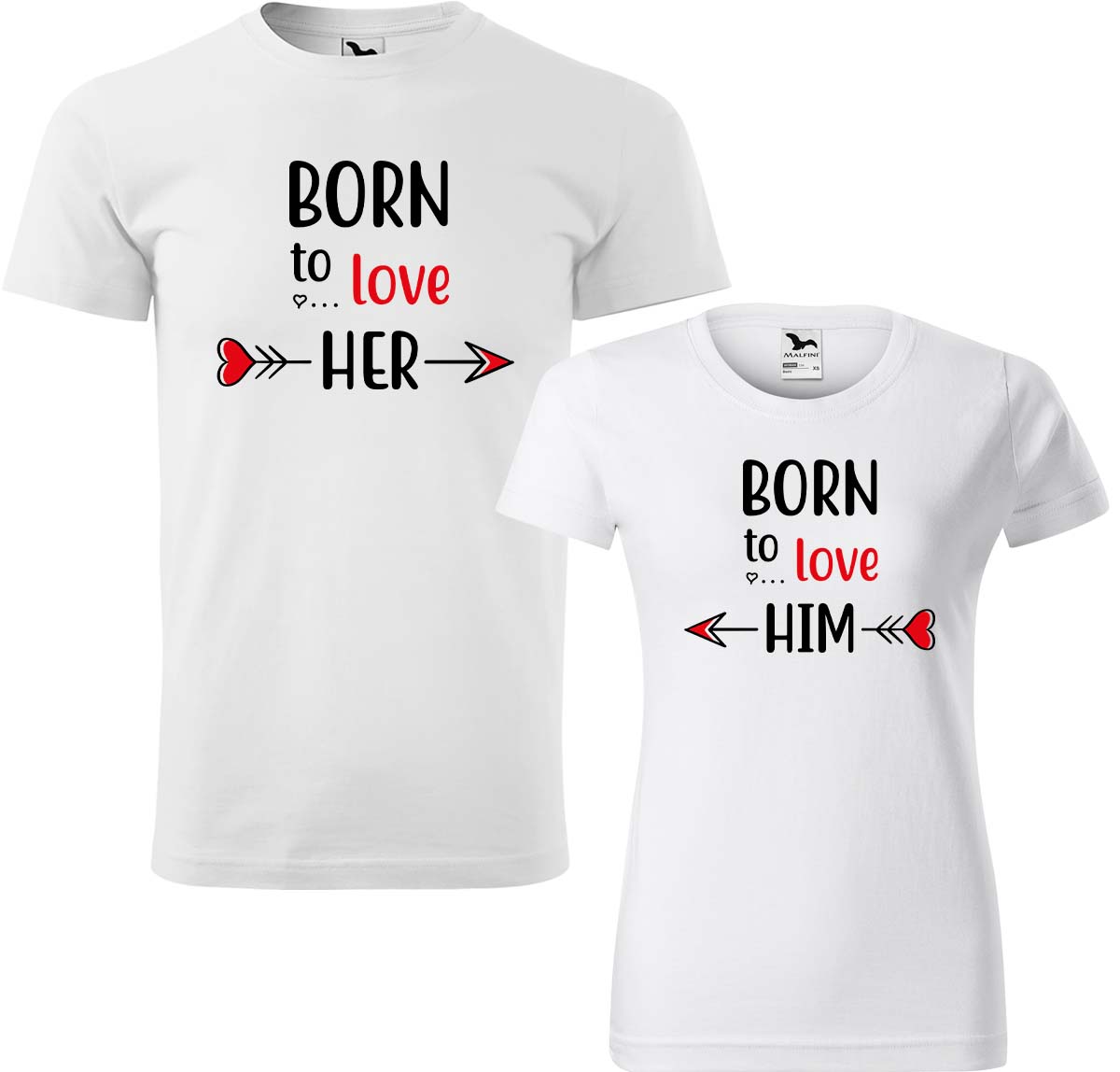 Trička pro páry - Born to Love Barva: Bílá (00), Velikost dámské tričko: S, Velikost pánské tričko: L