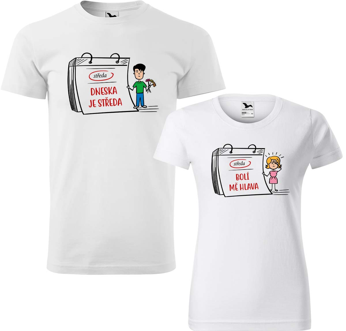 Trička pro páry - Dneska je středa Barva: Bílá (00), Velikost dámské tričko: L, Velikost pánské tričko: XL