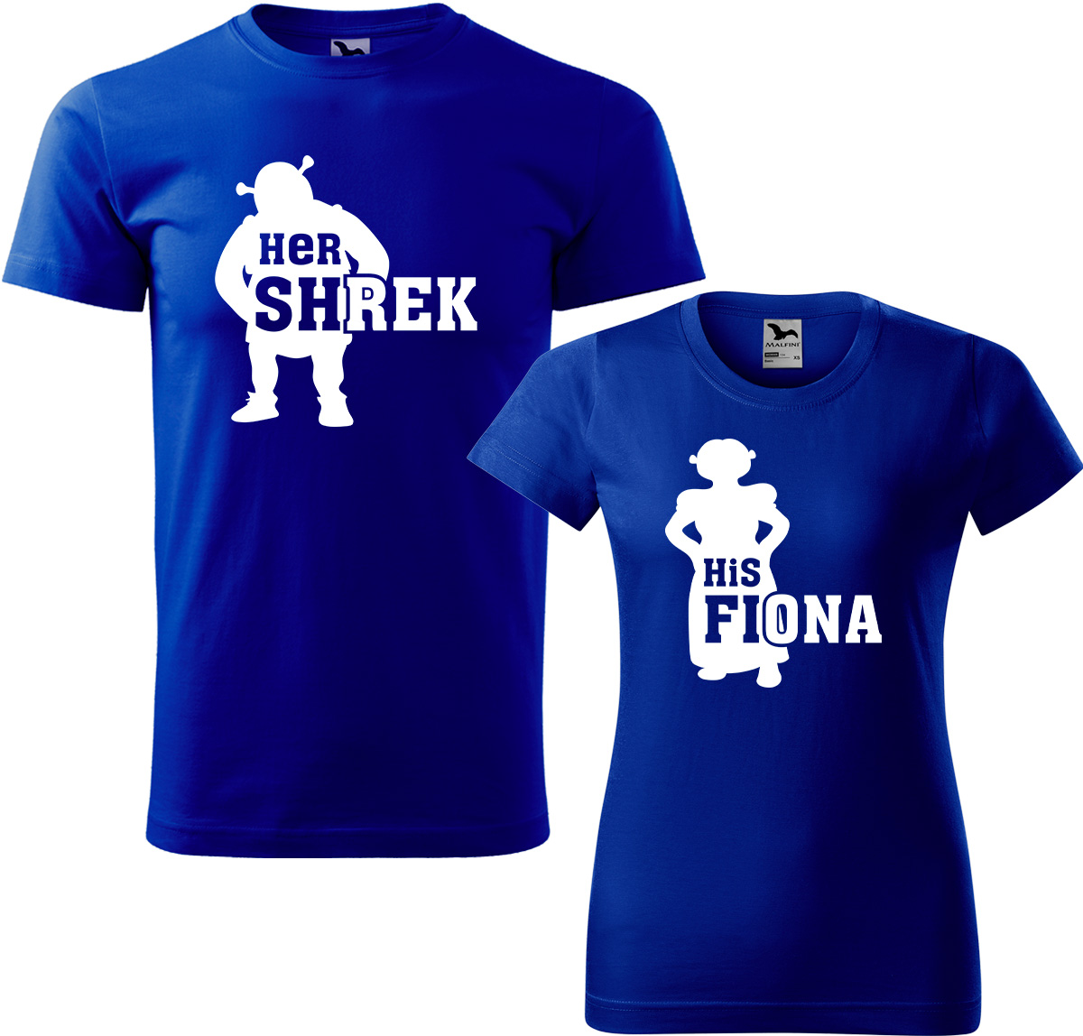 Trička pro páry - Shrek a Fiona Barva: Královská modrá (05), Velikost dámské tričko: XL, Velikost pánské tričko: S