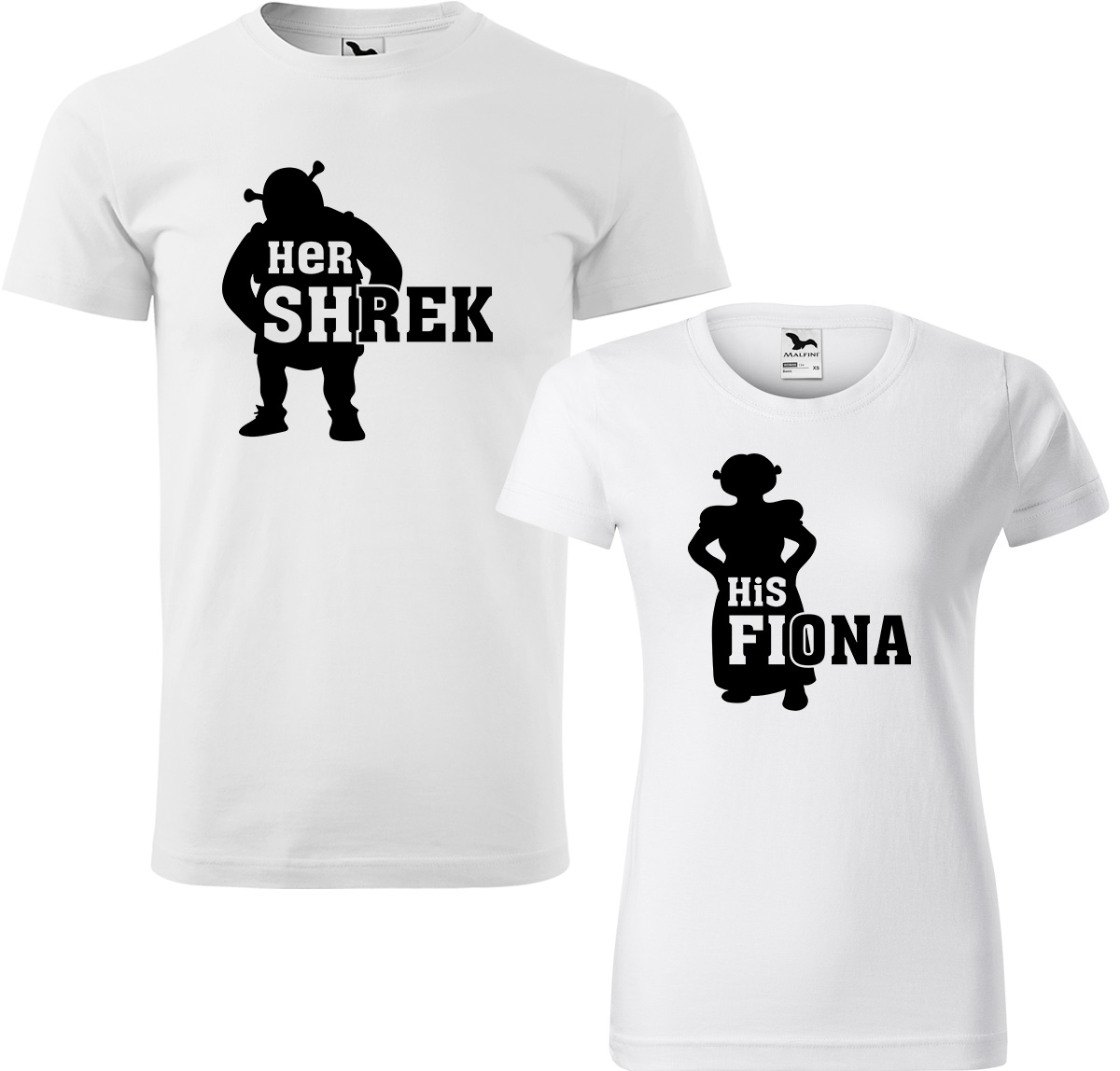Trička pro páry - Shrek a Fiona Barva: Bílá (00), Velikost dámské tričko: 3XL, Velikost pánské tričko: 3XL
