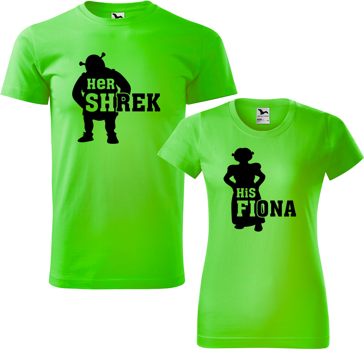 Trička pro páry - Shrek a Fiona Barva: Apple Green (92), Velikost dámské tričko: 3XL, Velikost pánské tričko: 4XL