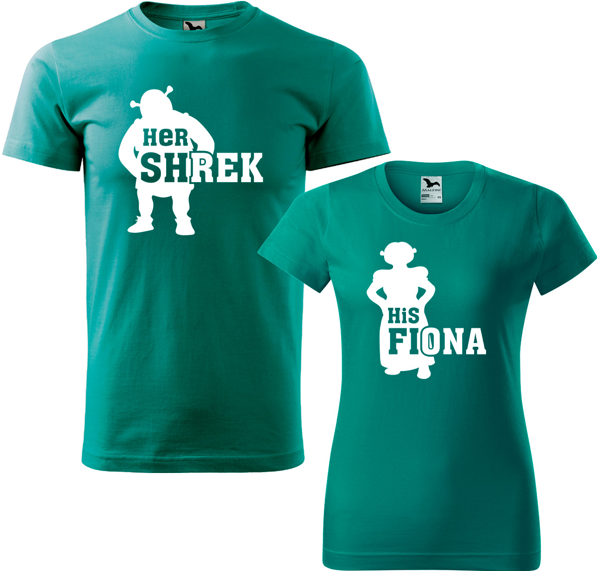 Trička pro páry - Shrek a Fiona Barva: Emerald (19), Velikost dámské tričko: 3XL, Velikost pánské tričko: 4XL
