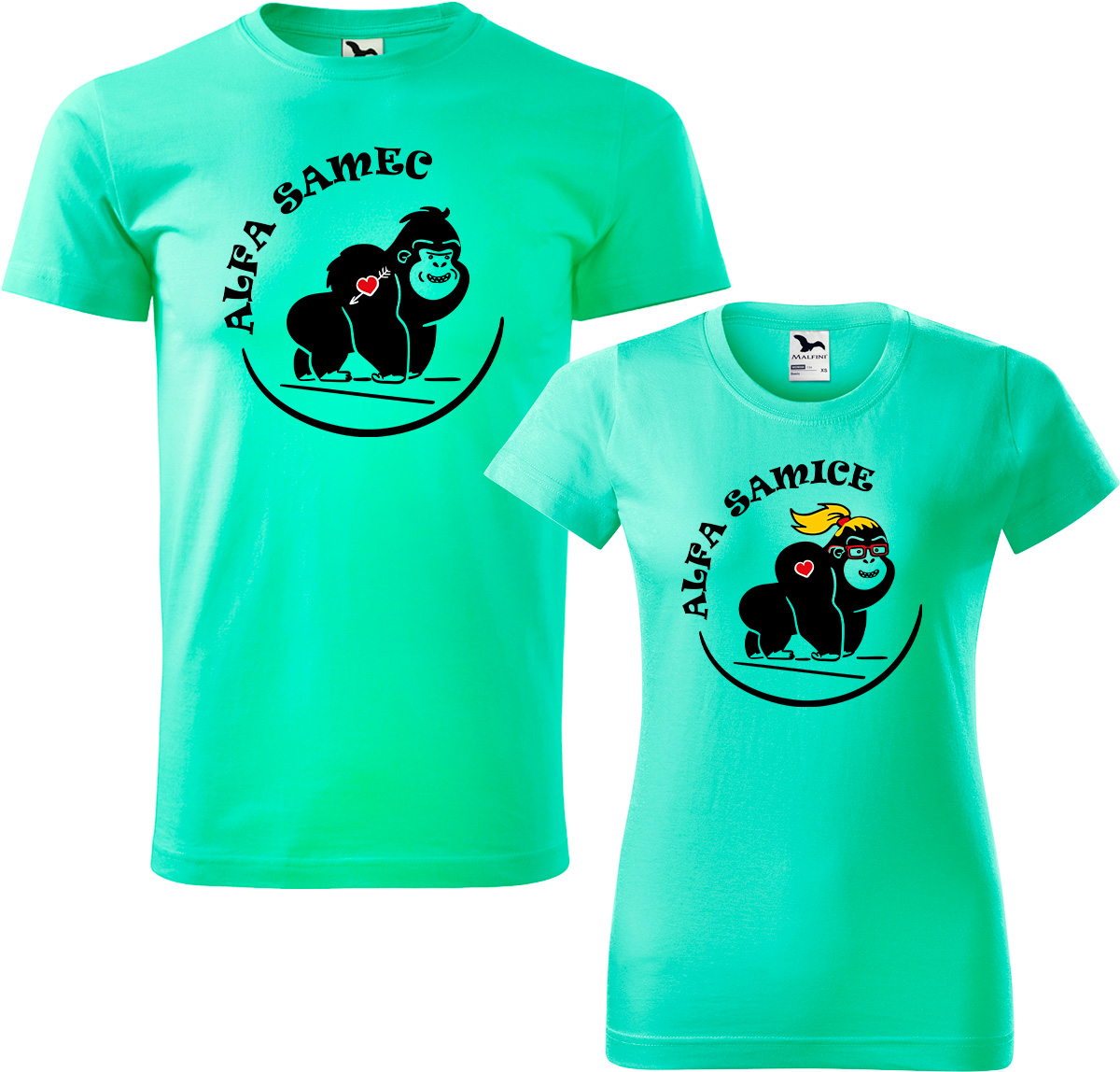 Trička pro páry - Alfa samec a alfa samice Barva: Mátová (95), Velikost dámské tričko: L, Velikost pánské tričko: L