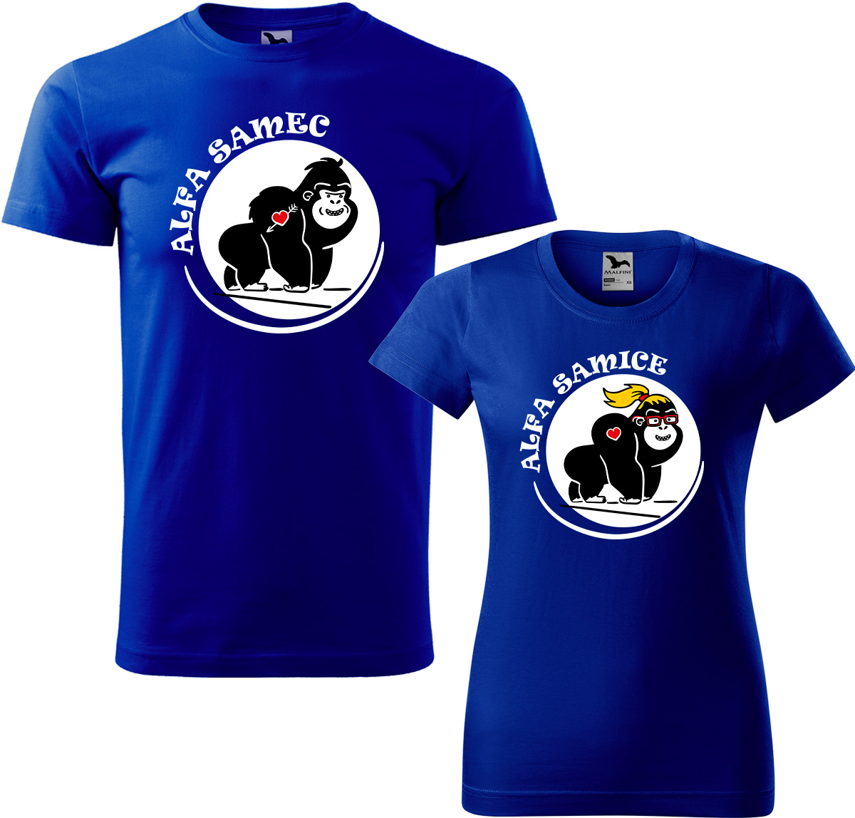 Trička pro páry - Alfa samec a alfa samice Barva: Královská modrá (05), Velikost dámské tričko: S, Velikost pánské tričko: M