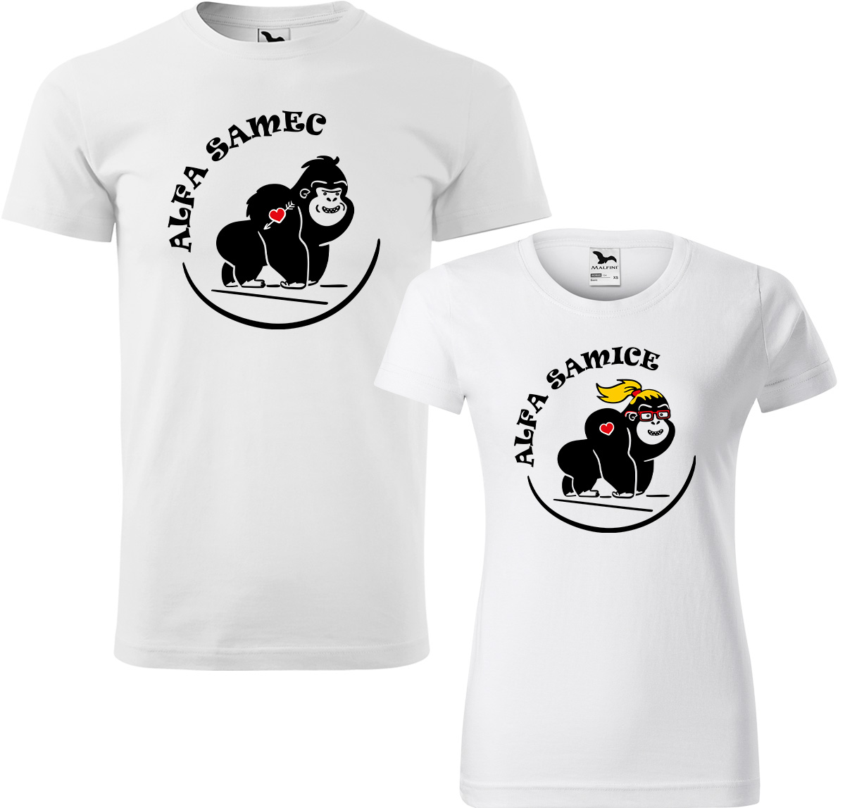 Trička pro páry - Alfa samec a alfa samice Barva: Bílá (00), Velikost dámské tričko: L, Velikost pánské tričko: L