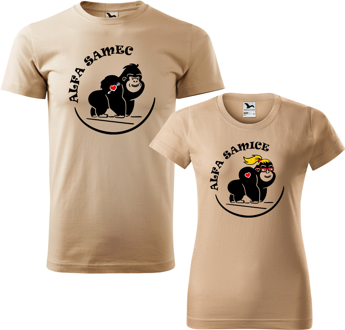 Trička pro páry - Alfa samec a alfa samice Barva: Písková (08), Velikost dámské tričko: XL, Velikost pánské tričko: XL