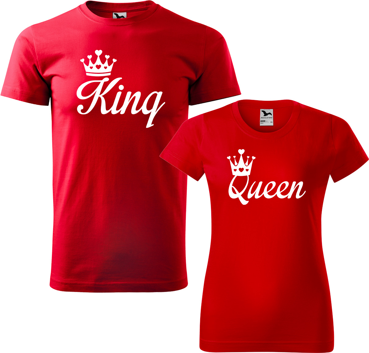 Trička pro páry - King a queen Barva: Červená (07), Velikost dámské tričko: XL, Velikost pánské tričko: XL