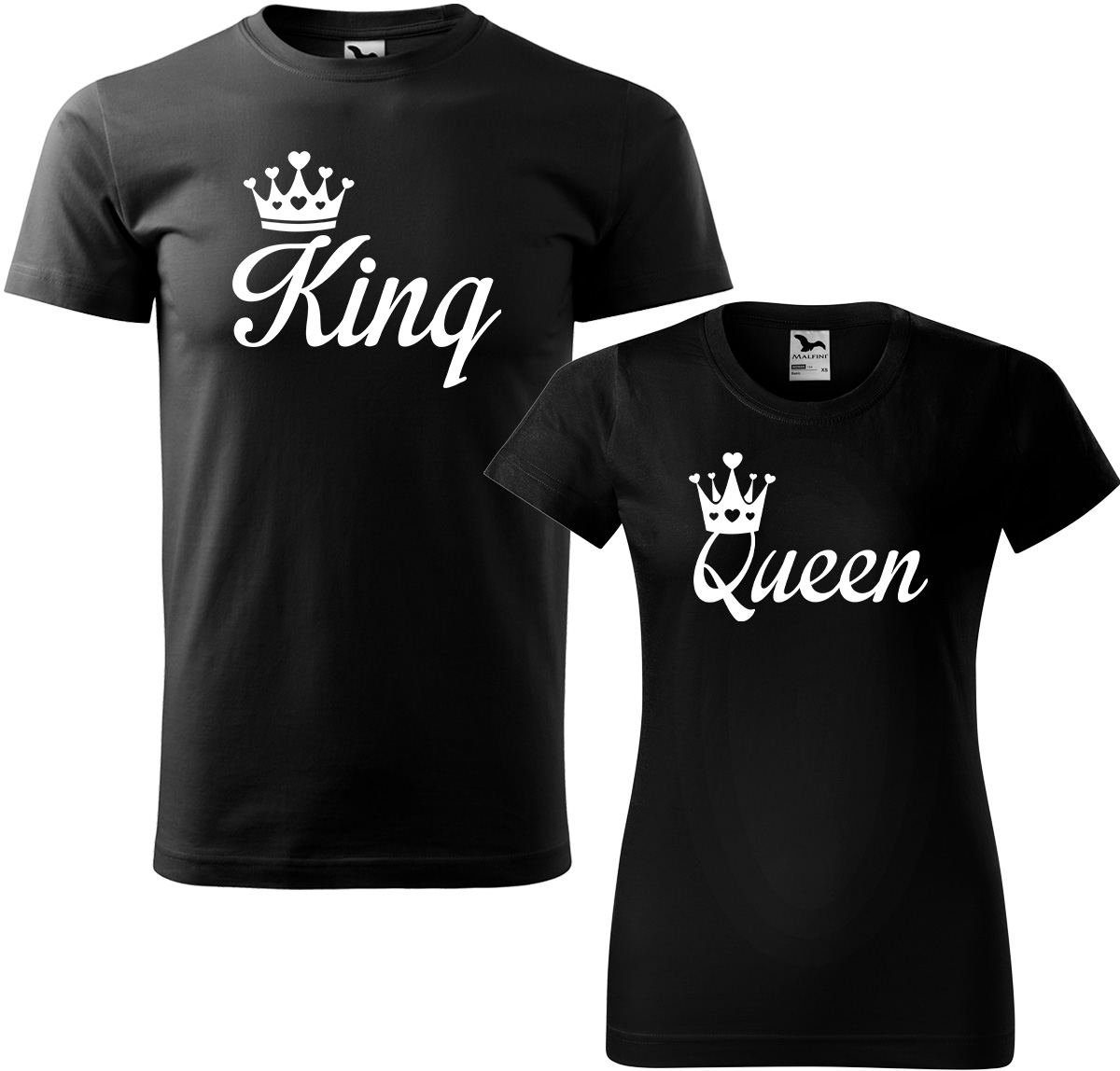 Trička pro páry - King a queen Barva: Černá (01), Velikost dámské tričko: S, Velikost pánské tričko: S