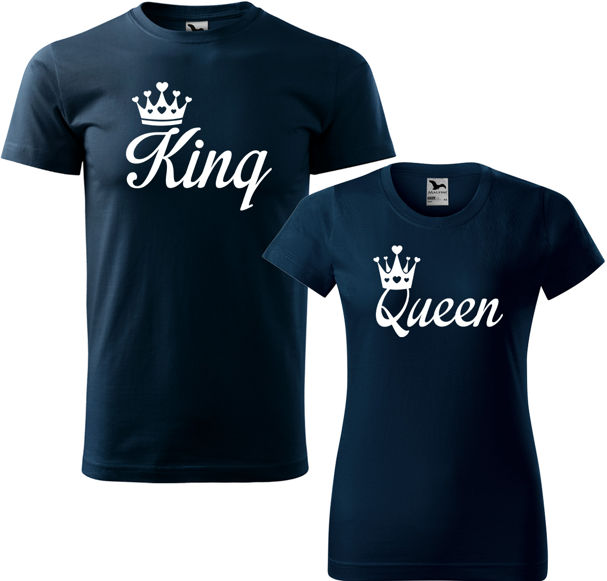 Trička pro páry - King a queen Barva: Námořní modrá (02), Velikost dámské tričko: XL, Velikost pánské tričko: 3XL