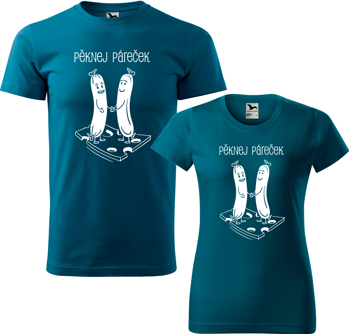 Trička pro páry - Pěknej páreček Barva: Petrolejová (93), Velikost dámské tričko: L, Velikost pánské tričko: L