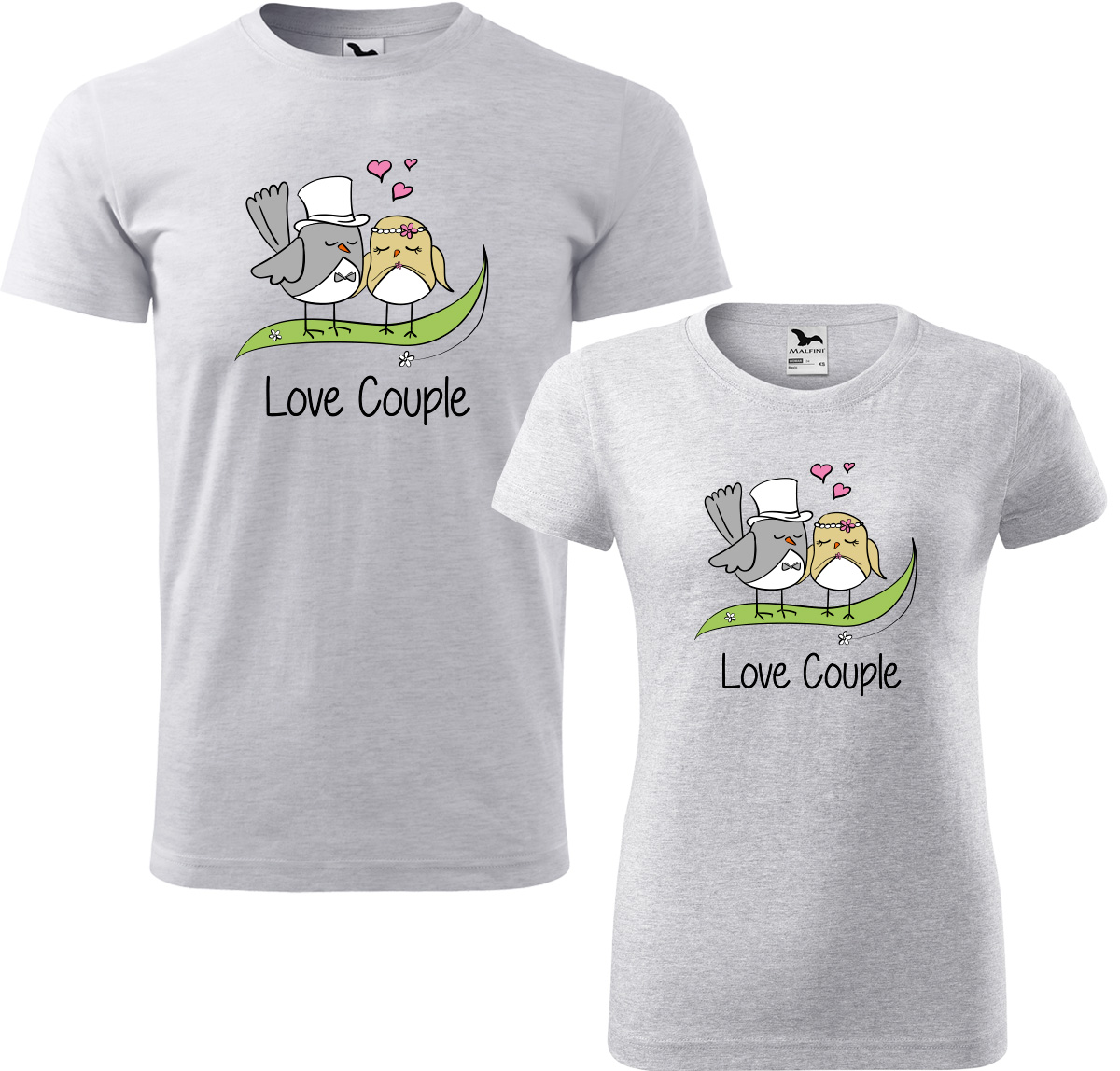Trička pro páry - Love couple Barva: Světle šedý melír (03), Velikost dámské tričko: XL, Velikost pánské tričko: XL
