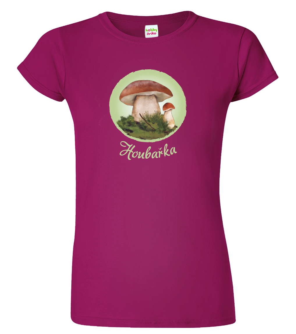 Dámské tričko pro houbaře - Houbařka Velikost: XL, Barva: Fuchsia red (49)