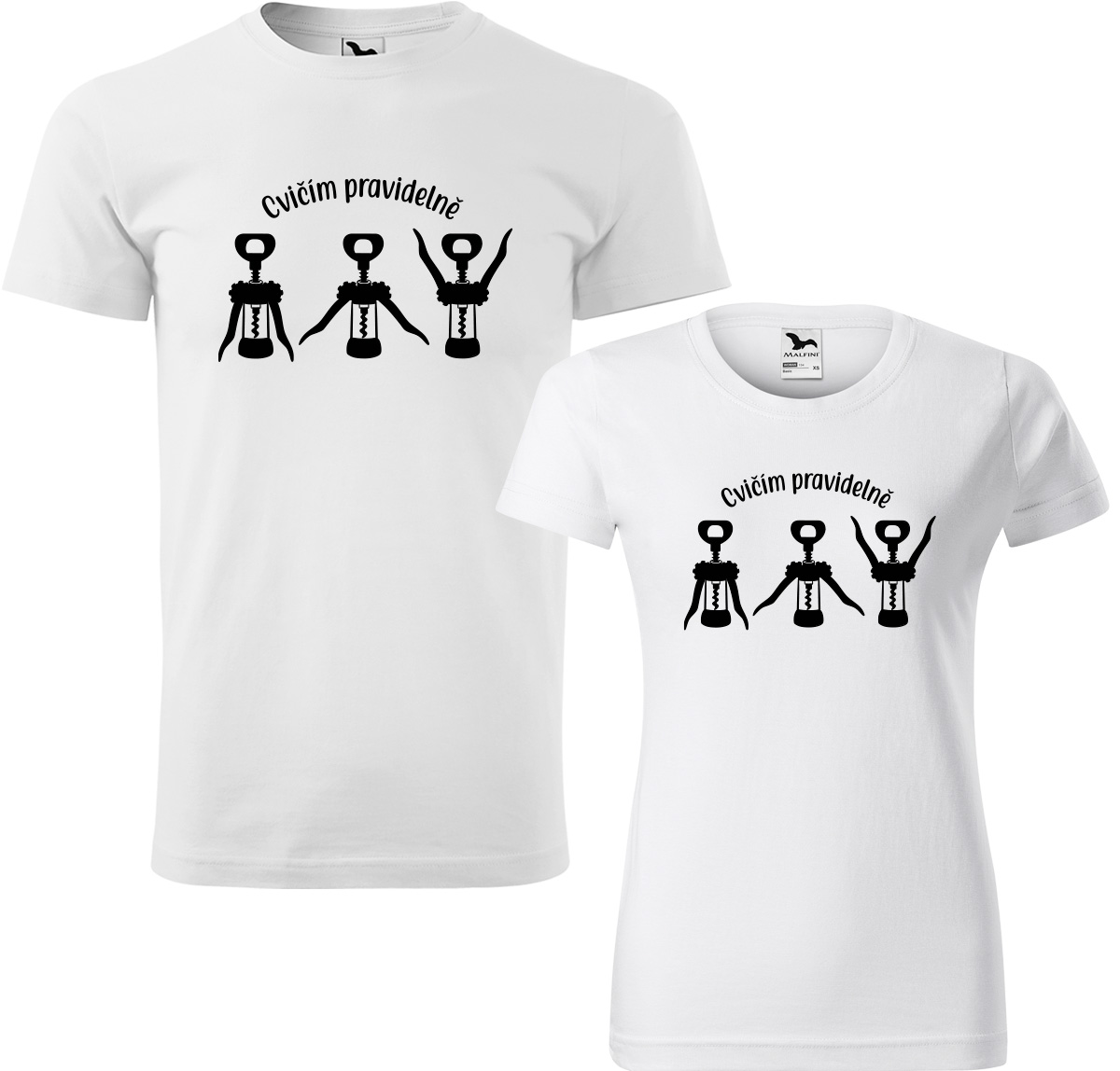 Trička pro páry - Cvičím pravidelně Barva: Bílá (00), Velikost dámské tričko: XL, Velikost pánské tričko: XL