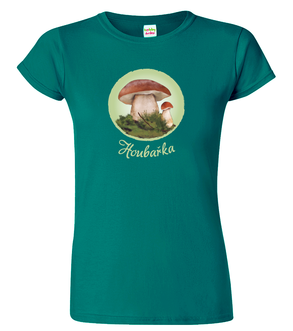Dámské tričko pro houbaře - Houbařka Velikost: XL, Barva: Emerald (19)