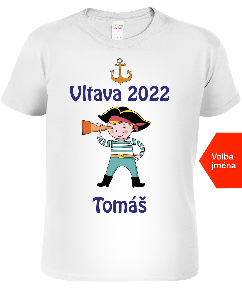 Pánské vodácké tričko s vlastním potiskem - Pirát Velikost: M, Barva: Bílá (00), Střih: pánský